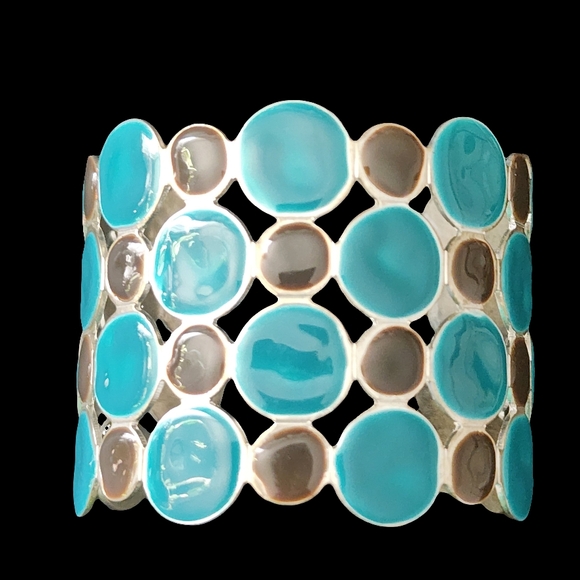 Elegant Enamel Cuff Bracelet Black and Blue Bracelet Fashion Costume Jewelry - Picture 4 of 11